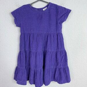 Hanna Andersson Dress Girls 4 Purple Corduroy‎ Tiered Boho Cottagecore Summer